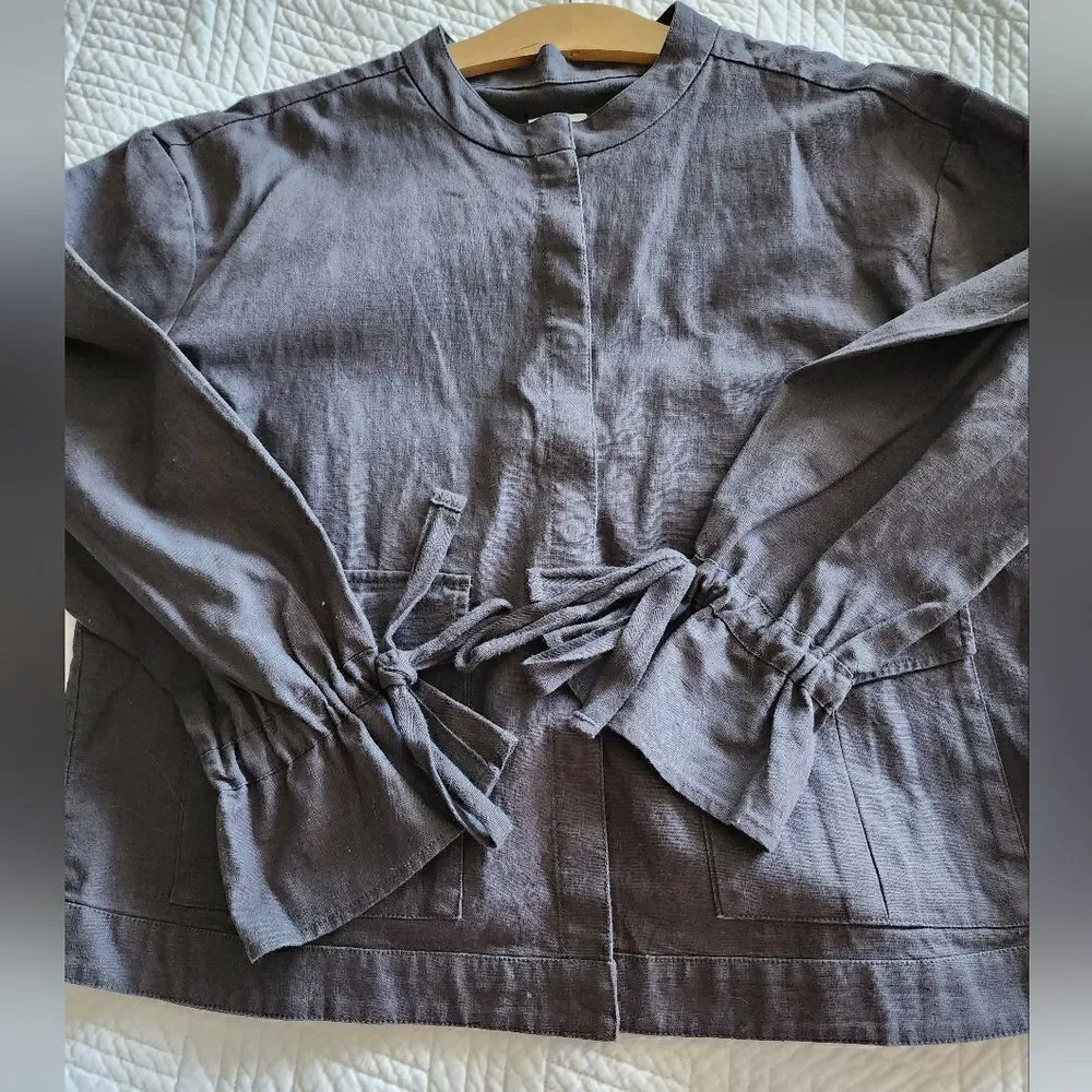 Caslon linen cotton blend snap button paper bag cuffs light jacket